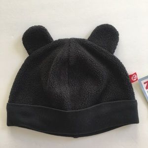 Zutano Baby fleece Bear hat in Black New!